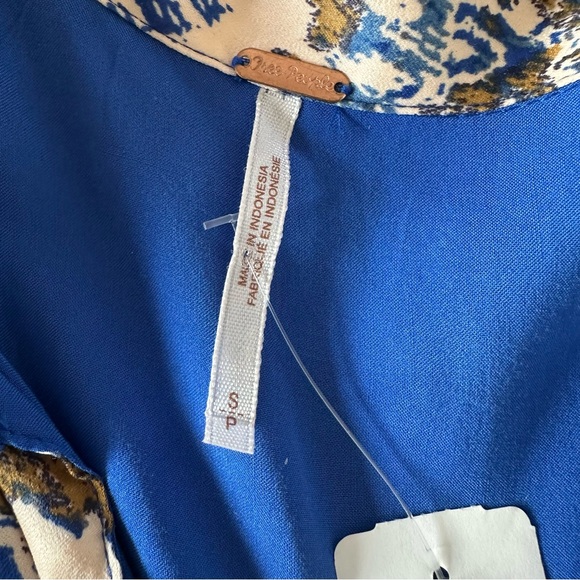 NWT Free People Say You Love Me Blue Gold Mini Dress Boho Babydoll Festival S - Picture 4 of 11
